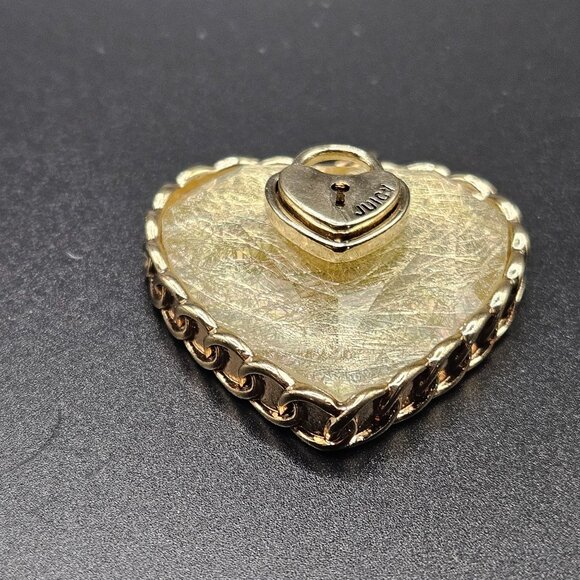 Vintage Juicy Couture Pendant Layered Crystal Heart Lock Gold Tone Trim Y2K - Picture 3 of 9